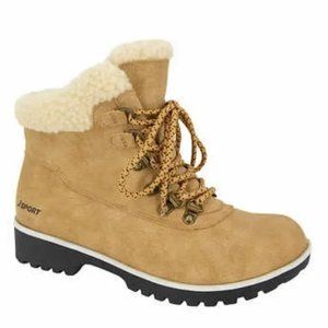 NEW JSport Faux Fur Shearling Collar Winter Boots Stone TAN, Size 6, 8, 9
